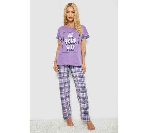 Піжама жіноча з принтом, колір бузковий, 243R2093-4