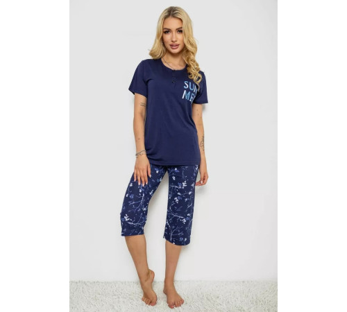 Женская пижама с принтом, цвет синий, 243R10286