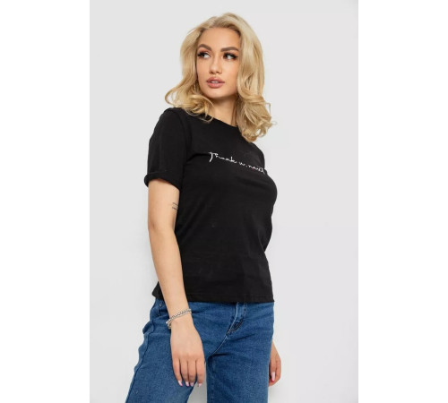 Футболка жіноча з принтом, колір чорний, 238R57561