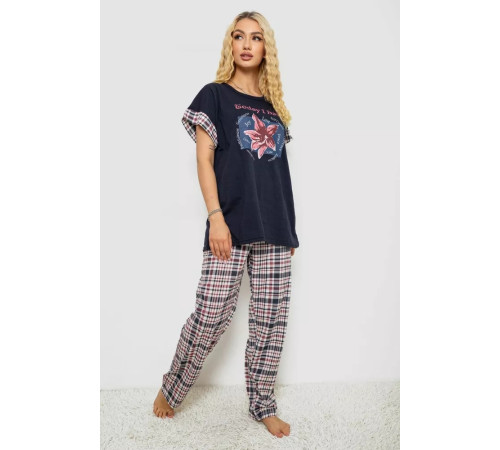 Піжама жіноча з принтом, колір синій, 243R8483