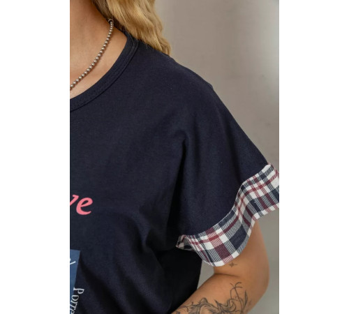 Піжама жіноча з принтом, колір синій, 243R8483