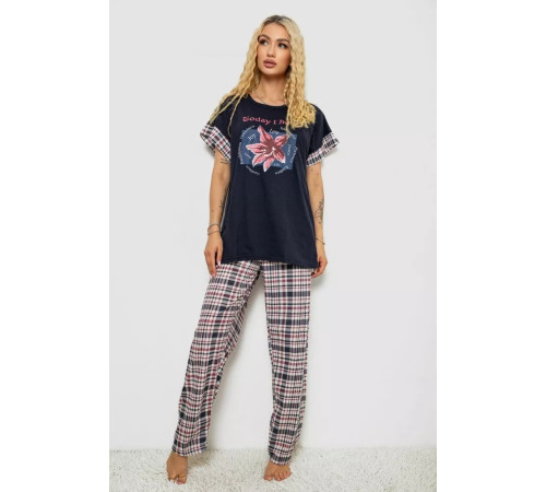 Піжама жіноча з принтом, колір синій, 243R8483