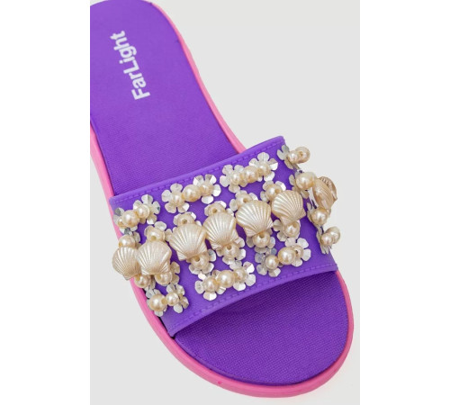Шльопанці жіночі з намистинами, колір рожево-бузковий, 243R8459-4