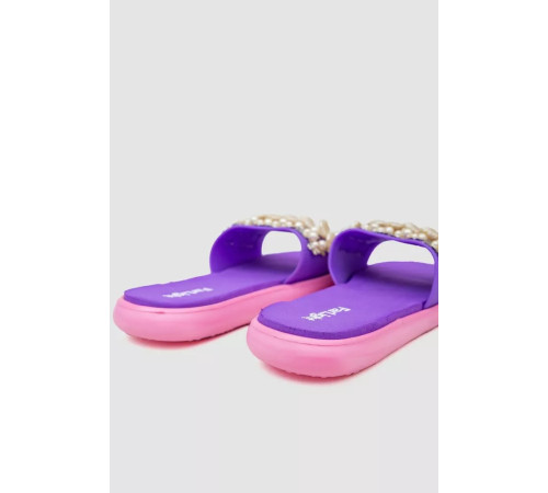 Шльопанці жіночі з намистинами, колір рожево-бузковий, 243R8459-4