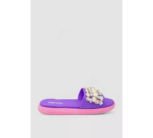 Шльопанці жіночі з намистинами, колір рожево-бузковий, 243R8459-4