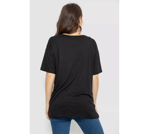 Футболка жіноча з принтом, колір чорний, 244R602