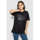 Футболка жіноча з принтом, колір чорний, 244R602