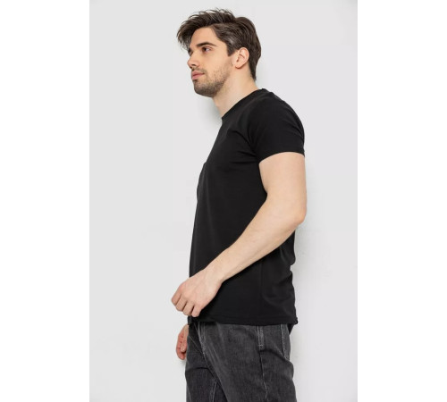 Футболка чоловіча однотонна батал, колір чорний, 244R2406