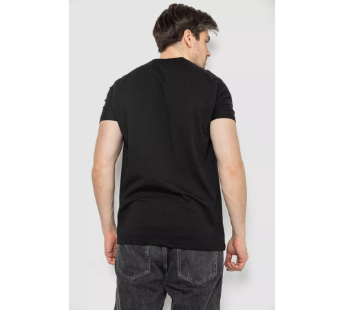 Футболка чоловіча однотонна батал, колір чорний, 244R2406