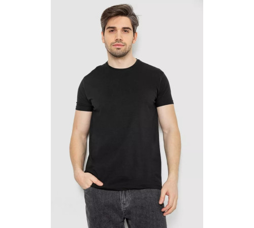 Футболка чоловіча однотонна батал, колір чорний, 244R2406