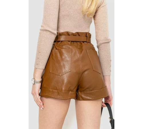 Шорты женские экокожа, цвет коричневый, 186R5222
