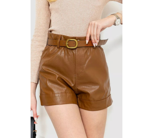 Шорты женские экокожа, цвет коричневый, 186R5222
