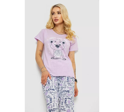 Піжама жіноча з принтом, колір бузковий, 243R2525