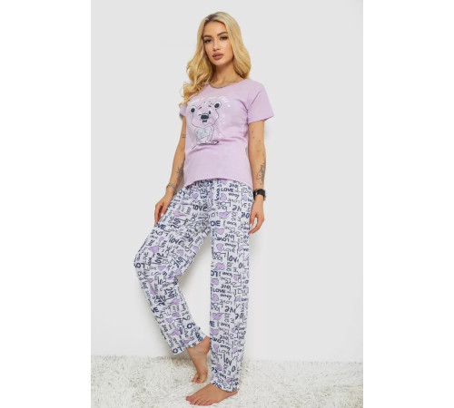 Піжама жіноча з принтом, колір бузковий, 243R2525
