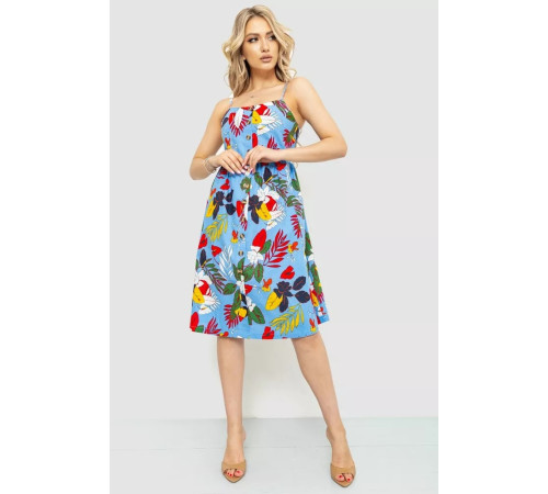 Жіночий сарафан з квітковим принтом, колір блакитний, 221R1932-4