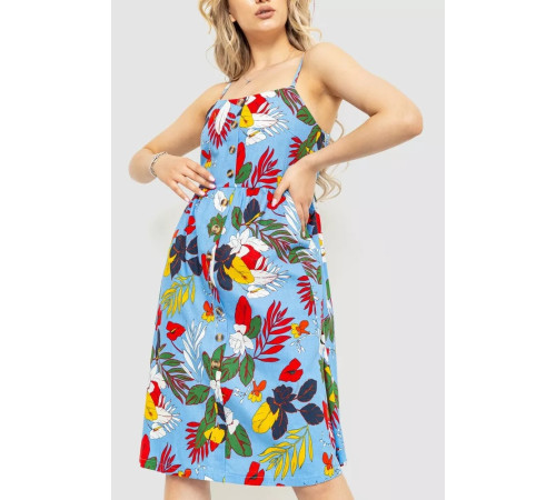 Жіночий сарафан з квітковим принтом, колір блакитний, 221R1932-4