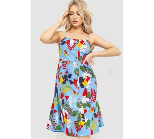 Жіночий сарафан з квітковим принтом, колір блакитний, 221R1932-4