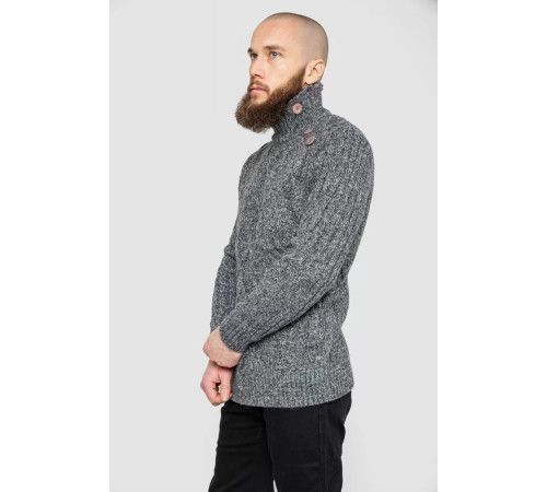 Кофта мужская на пуговицах 214R10336, цвет Темно-серый