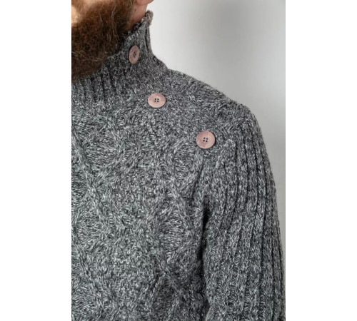 Кофта мужская на пуговицах 214R10336, цвет Темно-серый