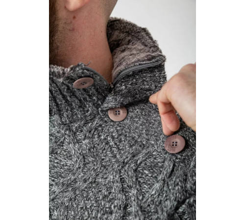 Кофта мужская на пуговицах 214R10336, цвет Темно-серый