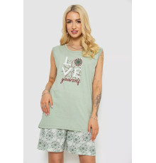 Женская пижама с принтом, цвет оливковый, 243R8493.