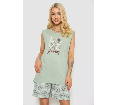 Женская пижама с принтом, цвет оливковый, 243R8493.