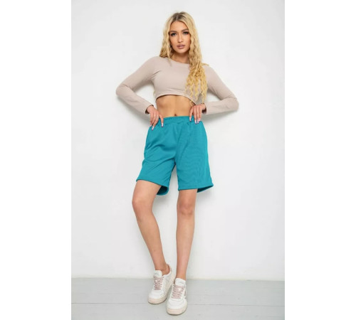 Шорты женские в рубчик, цвет темно-бирюзовый, 238R110