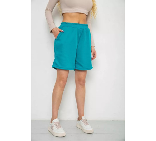 Шорты женские в рубчик, цвет темно-бирюзовый, 238R110