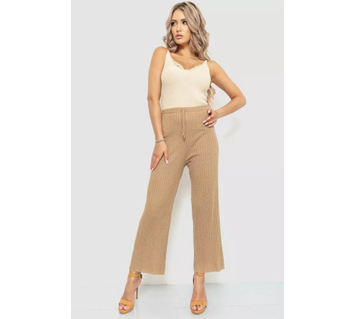 Брюки женские свободного кроя в рубчике, цвет бежевый, 220R017