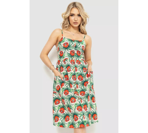 Жіночий сарафан з квітковим принтом, колір червоно-зелений, 221R1932