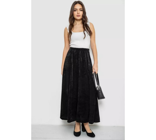 Юбка бархатная годе, цвет черный, 167R375-1.