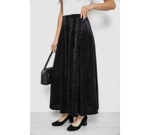 Юбка бархатная годе, цвет черный, 167R375-1.