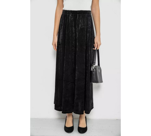 Юбка бархатная годе, цвет черный, 167R375-1.