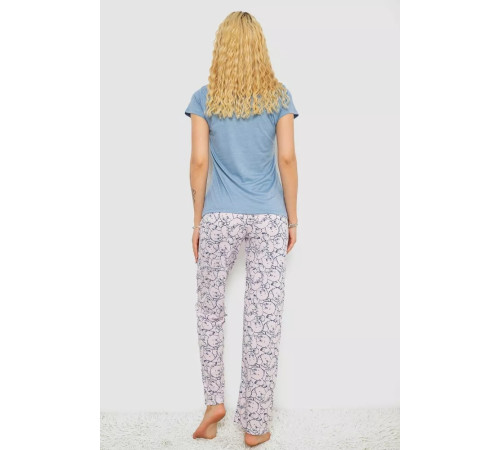 Женская пижама с принтом, цвет джинс, 243R7105