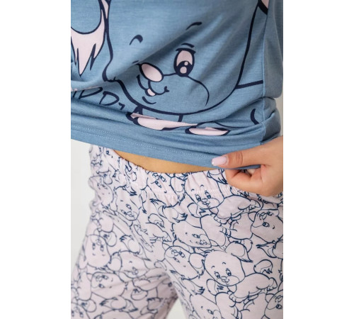 Женская пижама с принтом, цвет джинс, 243R7105