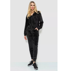 Спорт костюм женский велюровый, цвет черный, 244R20304