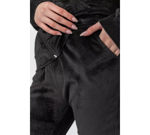 Спорт костюм женский велюровый, цвет черный, 244R20304