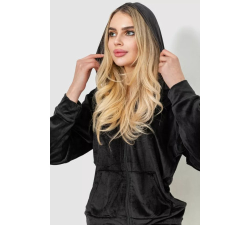 Спорт костюм женский велюровый, цвет черный, 244R20304