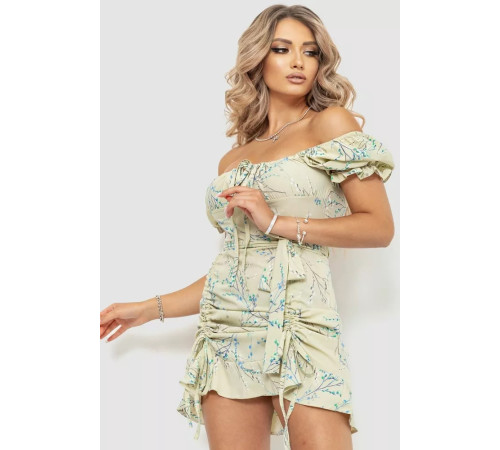 Сукня з квітковим принтом, колір оливковий, 176R1032