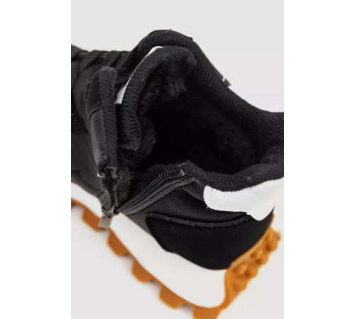 Кросівки жіночі з хутром, колір чорно-білий, 243RGM93