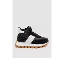 Кроссовки женские с мехом, цвет черно-белый, 243RGM93