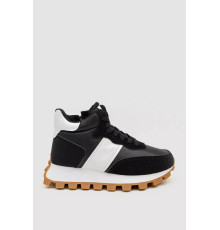 Кросівки жіночі з хутром, колір чорно-білий, 243RGM93