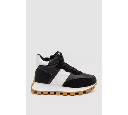 Кросівки жіночі з хутром, колір чорно-білий, 243RGM93