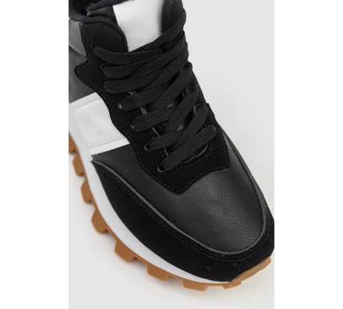 Кросівки жіночі з хутром, колір чорно-білий, 243RGM93