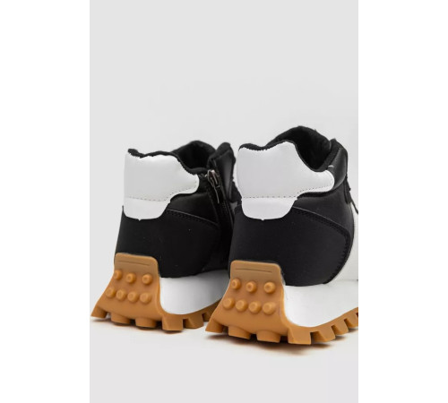 Кросівки жіночі з хутром, колір чорно-білий, 243RGM93