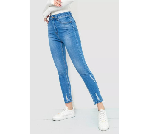 Джинсы женские с потертостями, цвет синий, 214R1532.