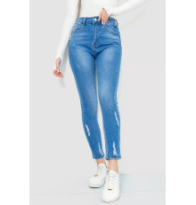 Джинси жіночі з потертостями, колір синій, 214R1532