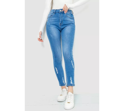 Джинсы женские с потертостями, цвет синий, 214R1532.