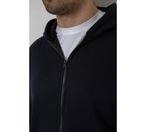 Кофта мужская на флисе с капюшоном, цвет темно-синий, 238R58697-1.