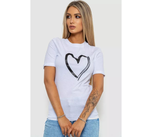 Женская футболка с принтом, цвет белый, 238R01623
